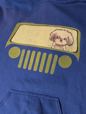 Gildan Royal Blue Hoodie Jeep Drivin Shitzu